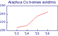 Alachua County homes sold per month